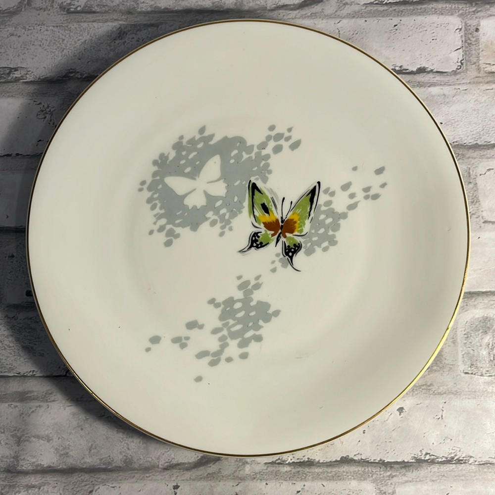 Limoges porcelaine dure butterfly 11 inch plate gold rim dinner decoration